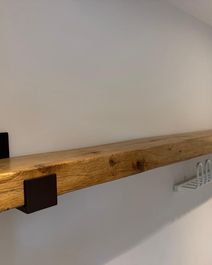 Oak and Steel Floating Shelf